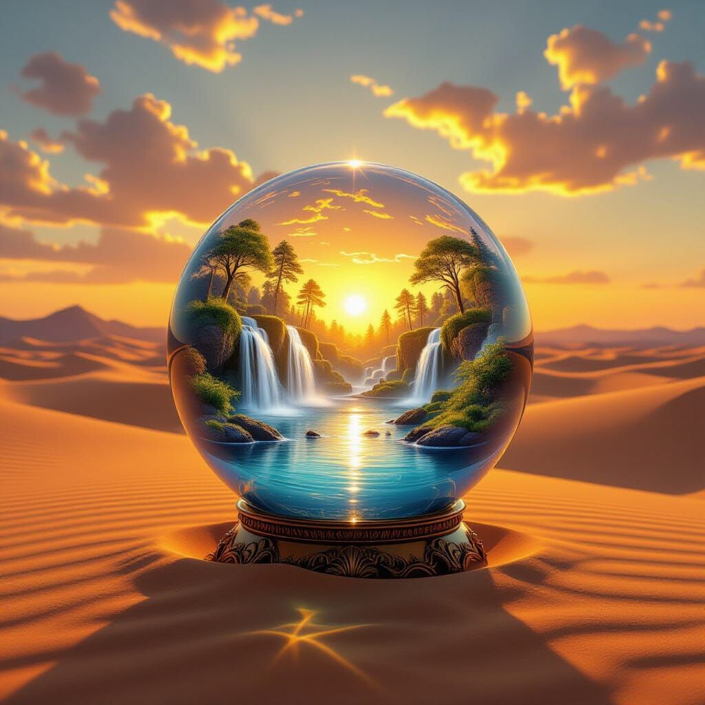Crystal Ball Desert Oasis at Sunset