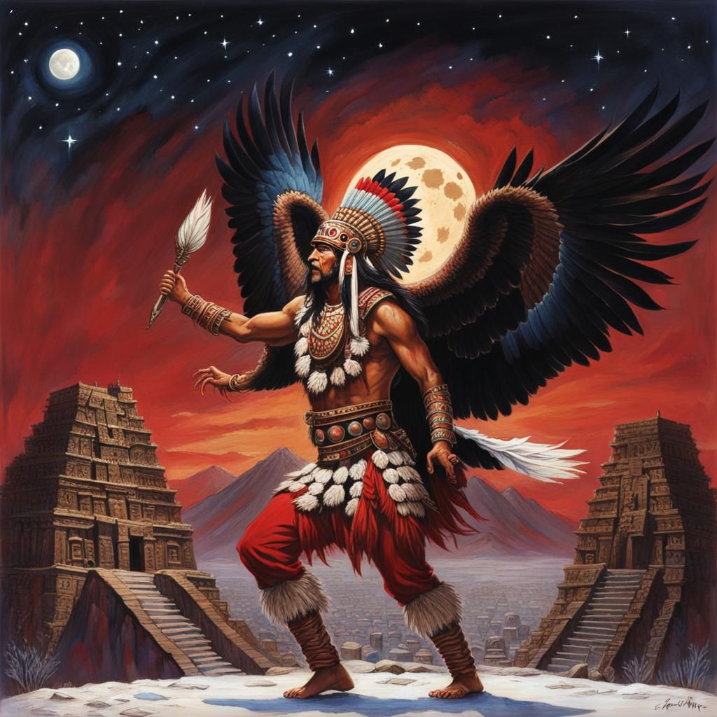 Aztec Chief Doing Eagle Spirit Dance - Ai Generated Artwork - Nightcafe 