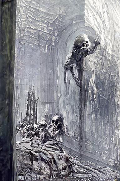 horror Gustave Doré Greg Rutkowski through a tunel of eyes i...