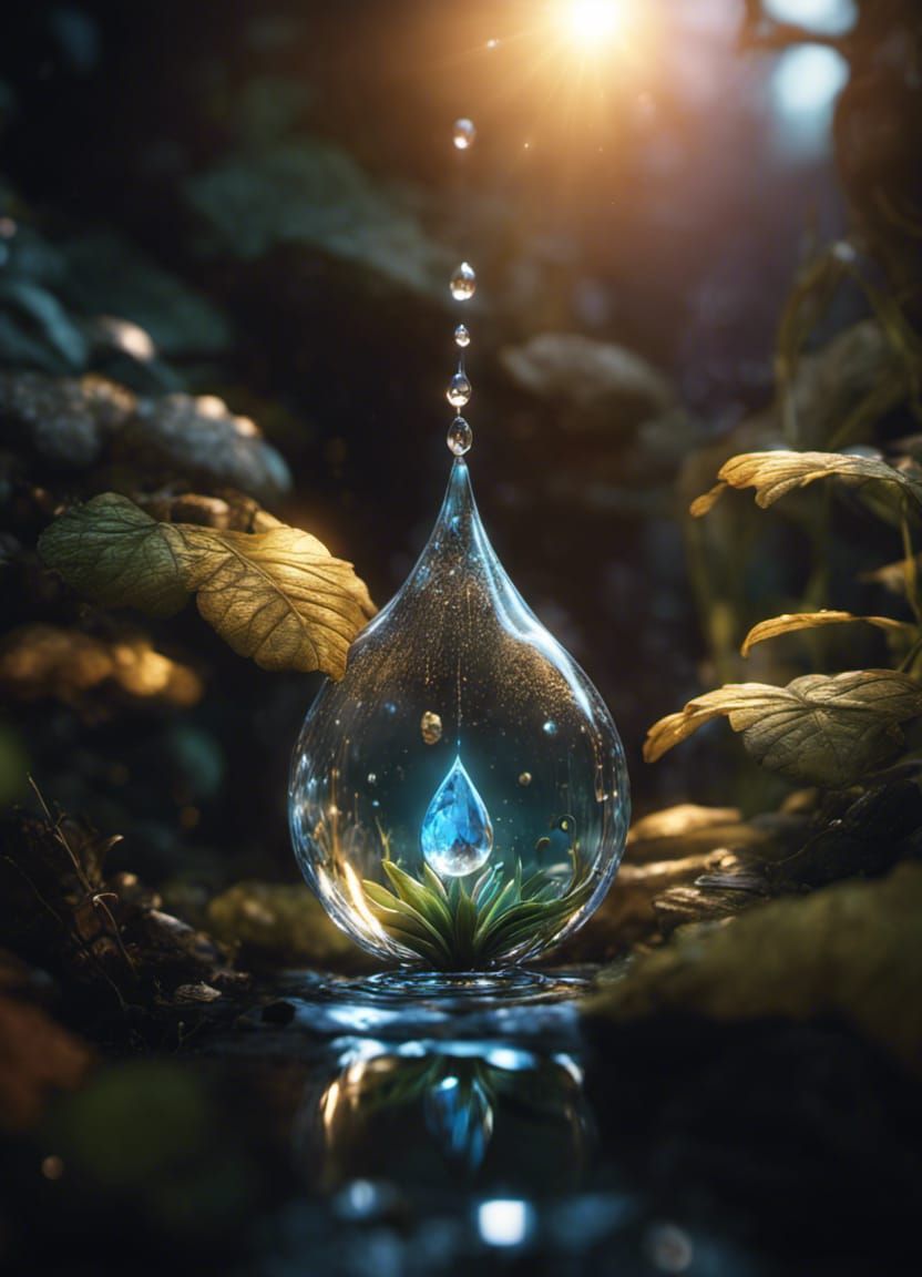 when magic is trapped in a drop of water. - AI Generated Artwork ...