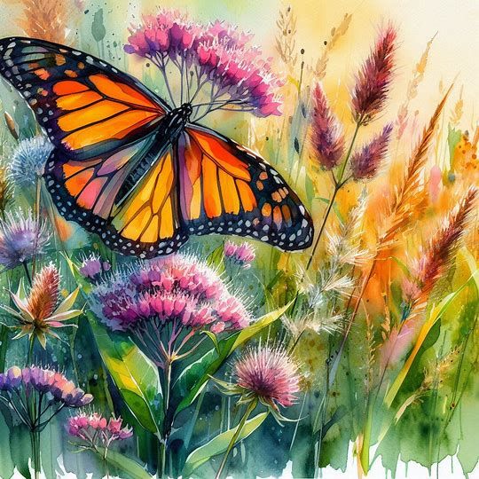 Monarch Butterfly on Milkweed