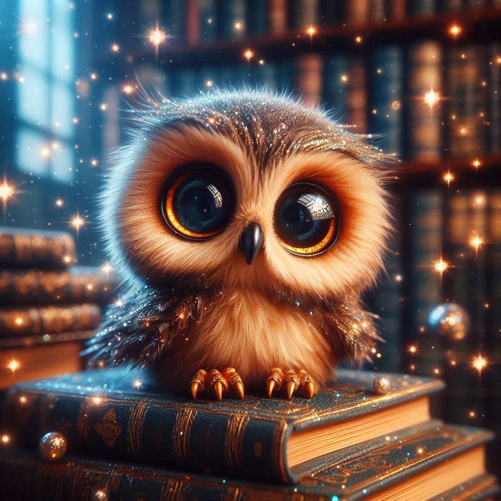 Sparkling library owl