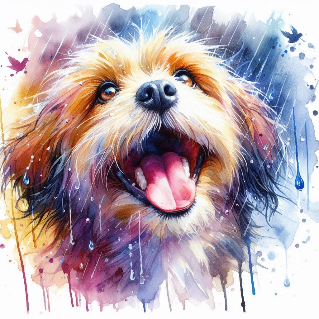 Watercolor painting of a cute dog