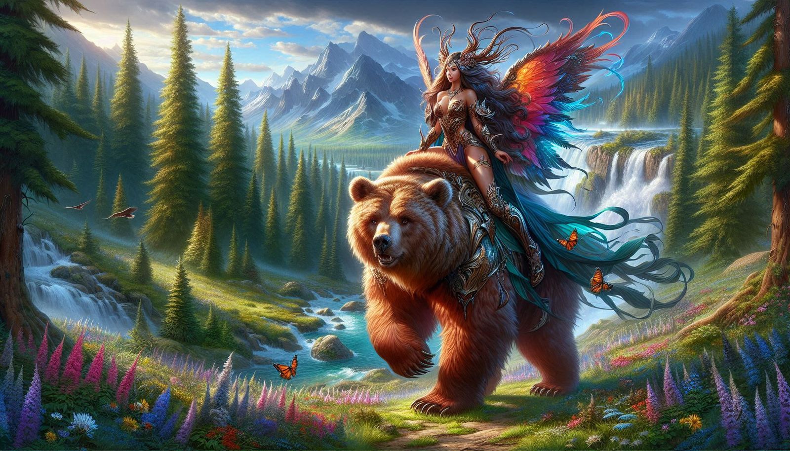Warrior Fairy Princess on her Bear