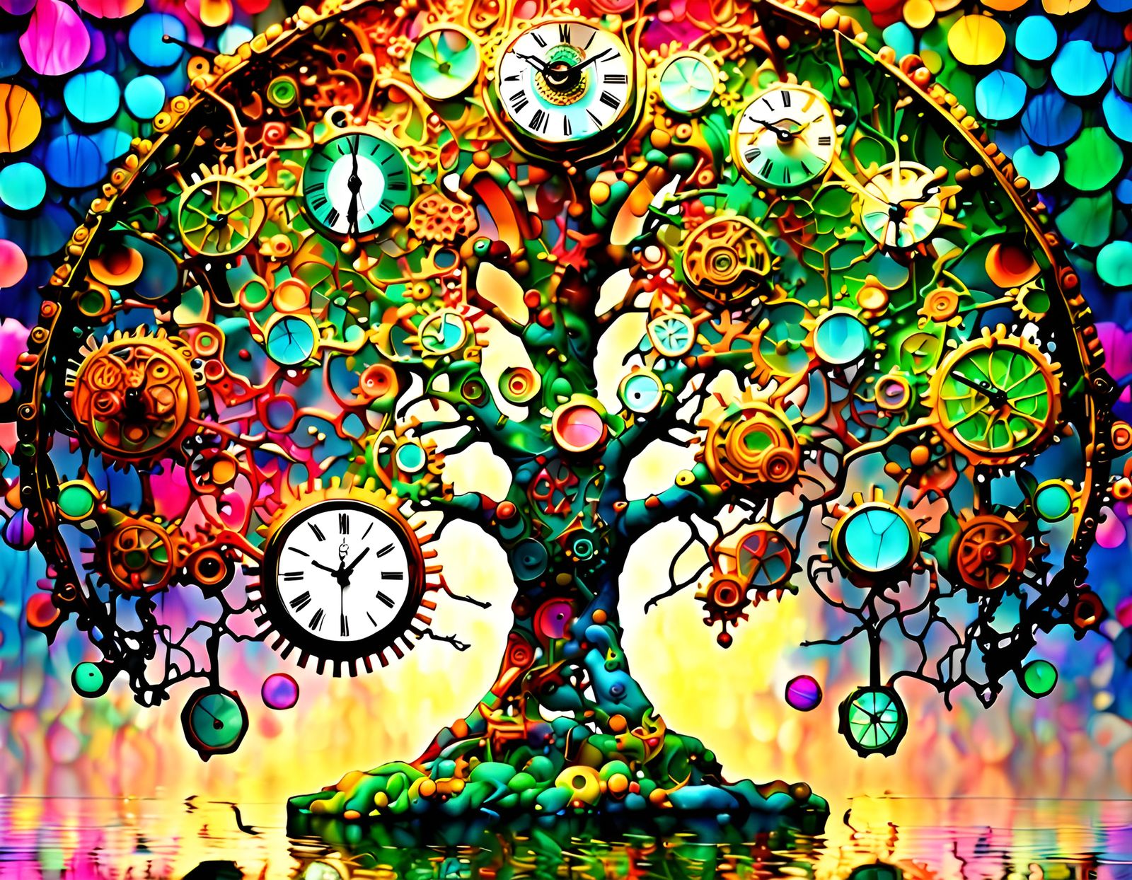 Tree with clock leaves AI Generated Artwork NightCafe Creator