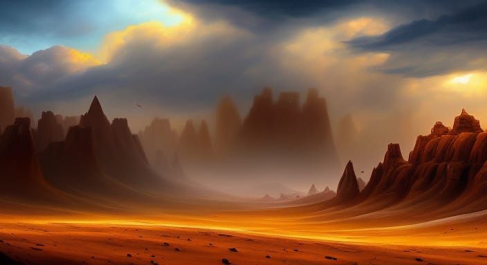 "Post-apocalyptic desert sandstorm" by Tim Burton Leonid Afr...