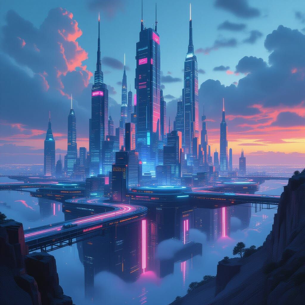 Cyberpunk City on Nails: Beksiński and Mead Inspired