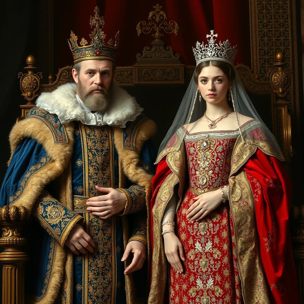 Royal Coronation in Pre-Raphaelite Style