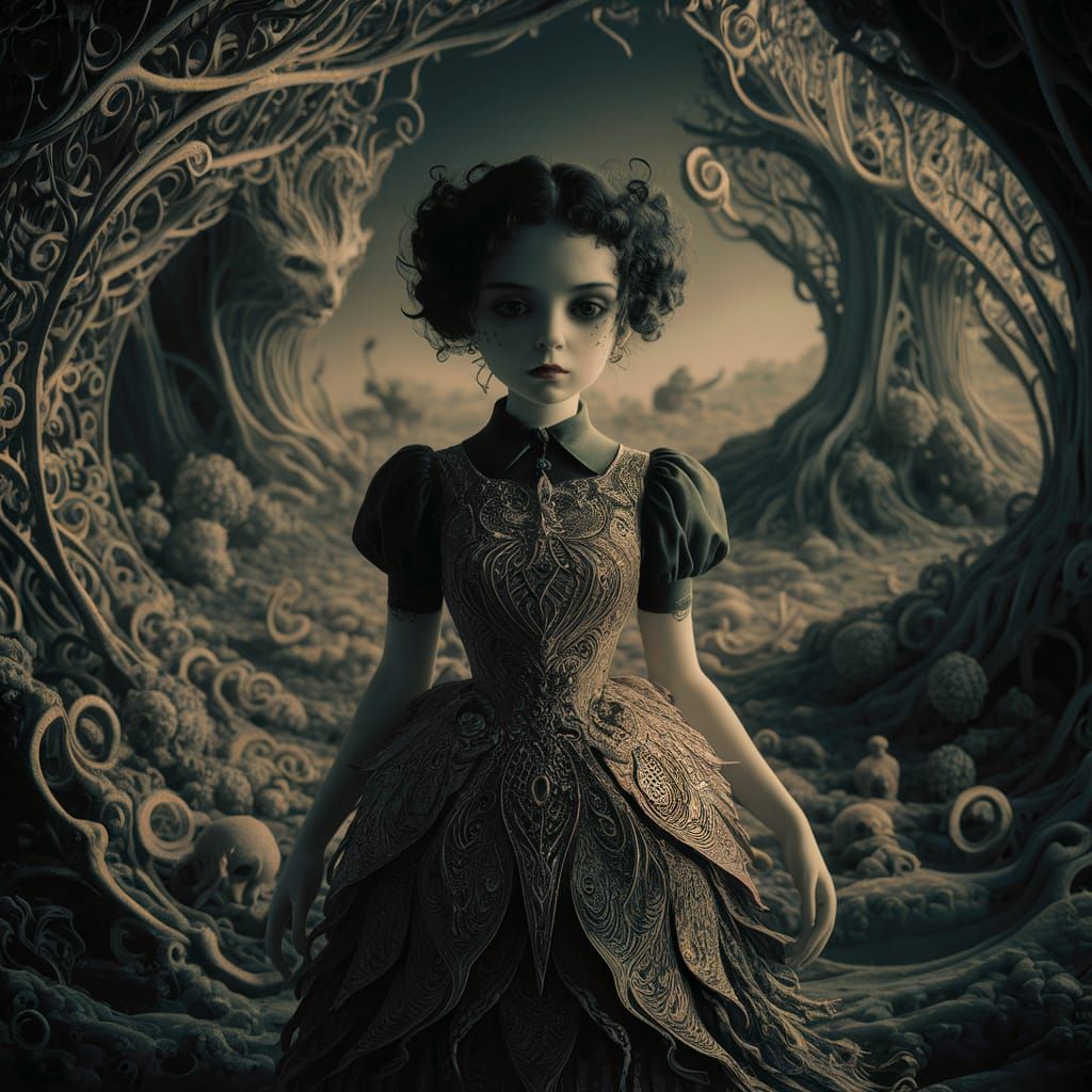 A beautiful girl in a complex world highly detailed Jacek Ye...