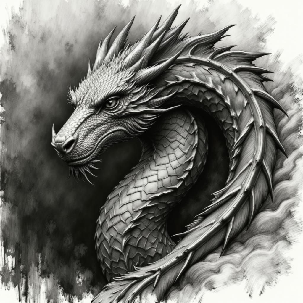 charcoal dragon portrait <lora:Sveta II Charcoal:1.0>