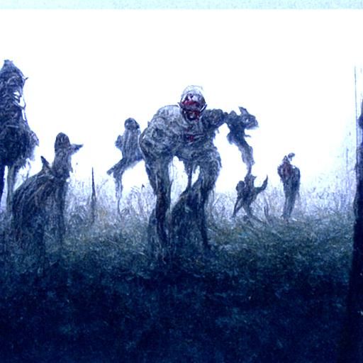 Zombie Horde in Fog: A Horror Landscape