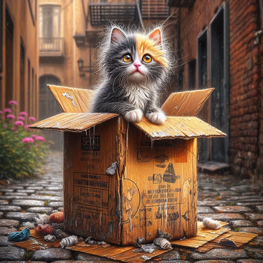 A Little Fluffy Cat in the Box 😸😸😁