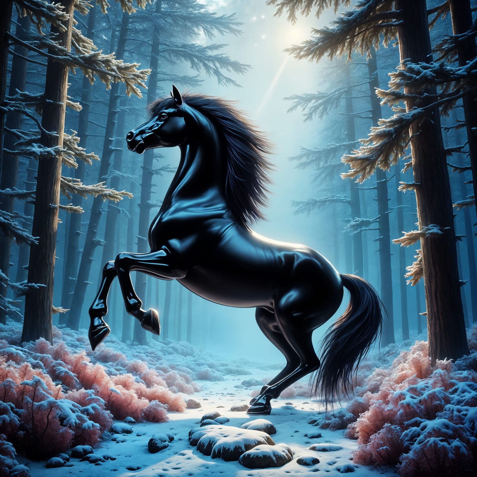 One  magnificent  Black  Horse.
