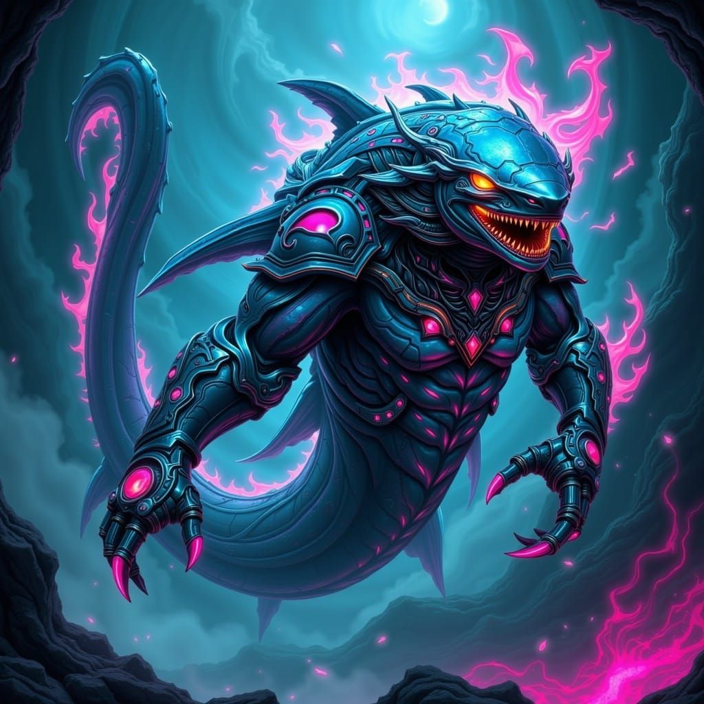Neon Razor Tooth of the Deep  by @LilacVenom