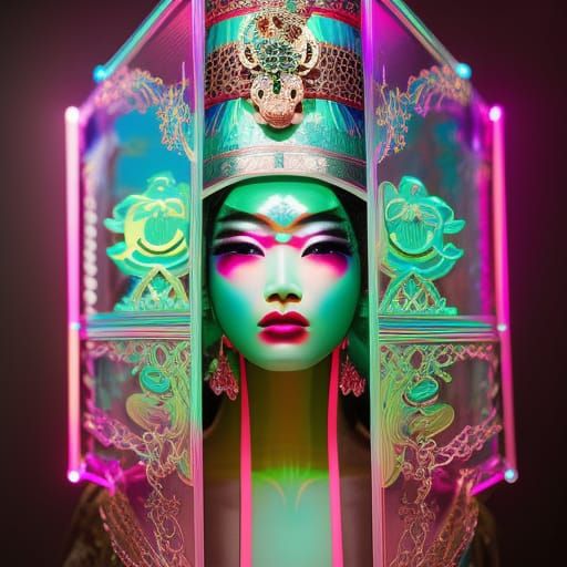 Neon portrait - Geisha (Series 3)