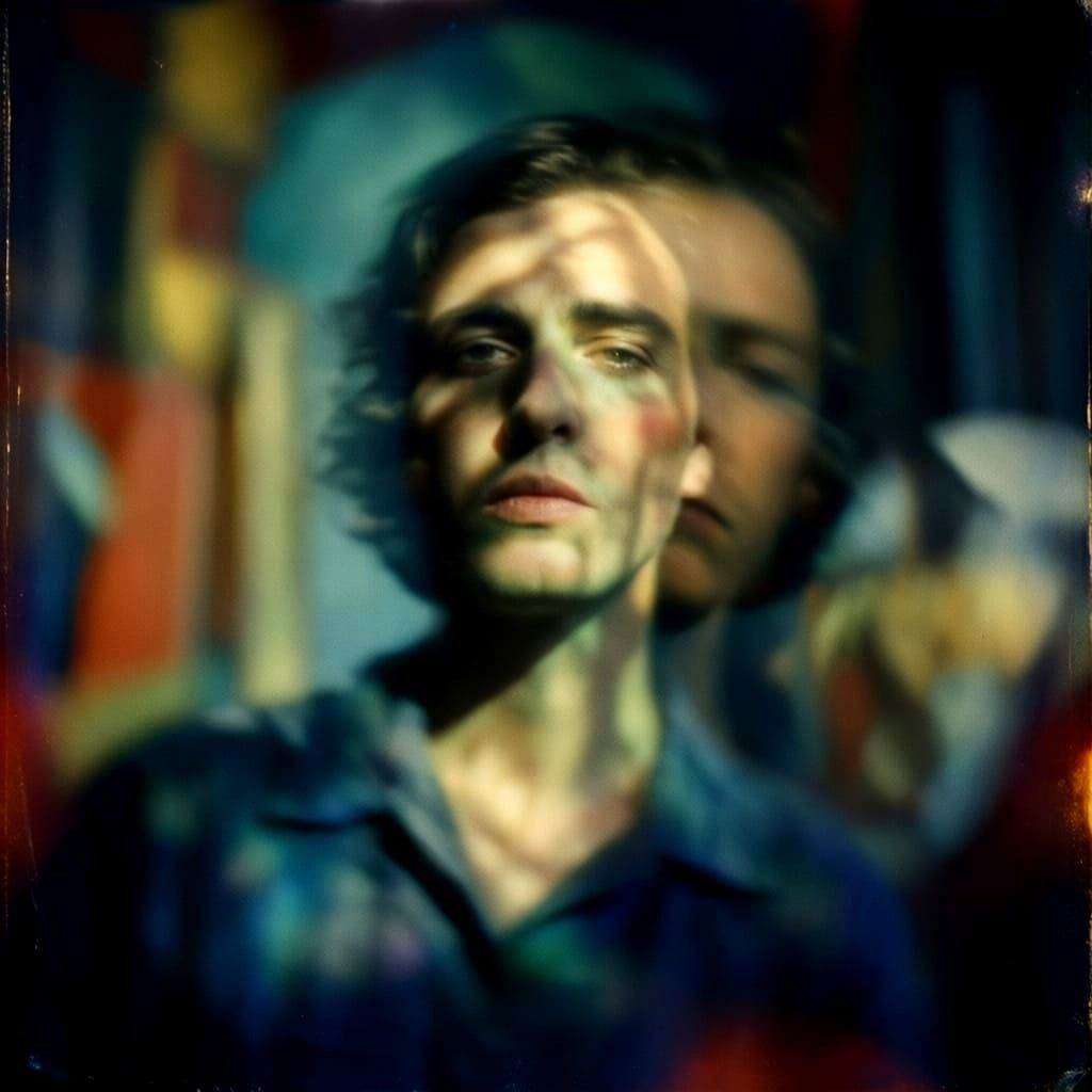 The figure moves through space