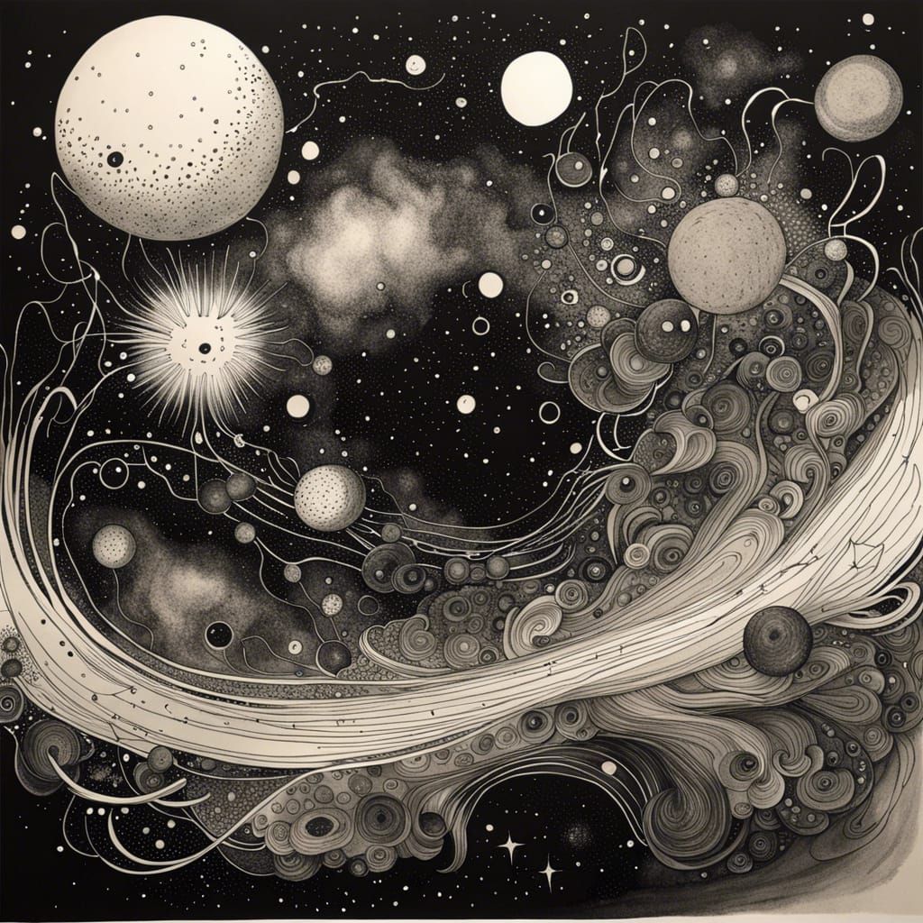 stunning black ink drawing of the universe ink drawing beautiful cosmic ...