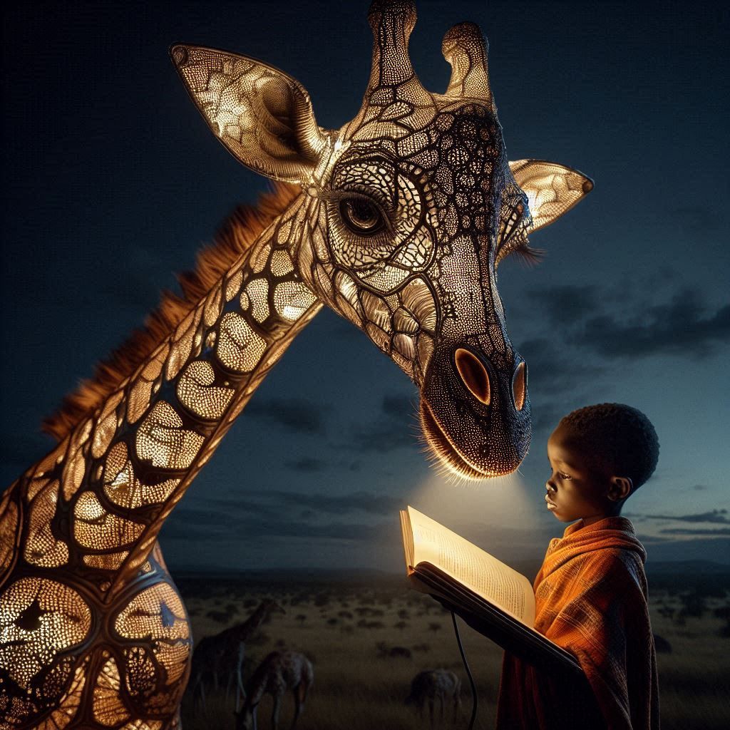 Giraffe illuminating wisdom and peace