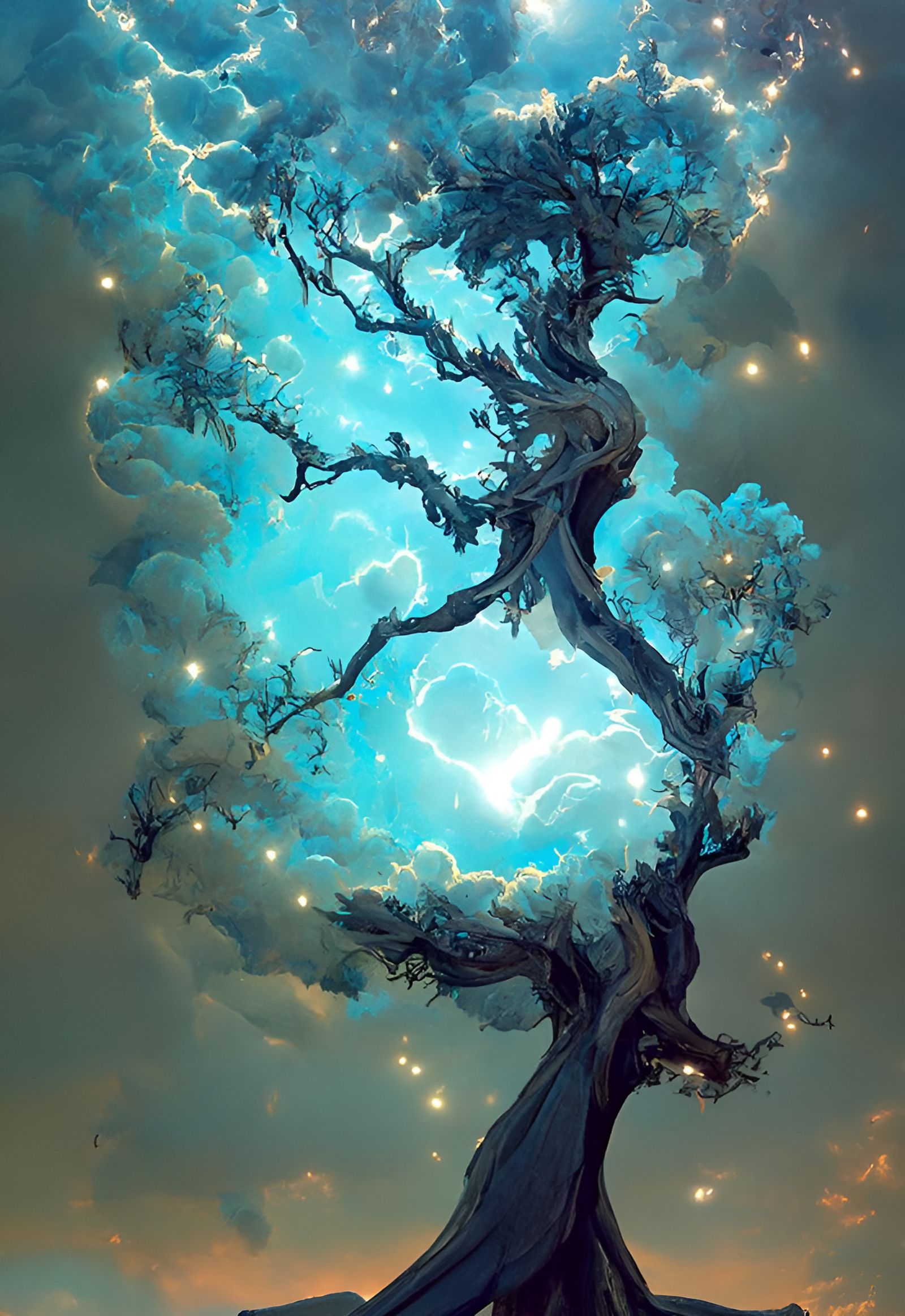 The Tree of Life birthed the clouds that brought the great lightning among the mortals of earth.  by @nana
