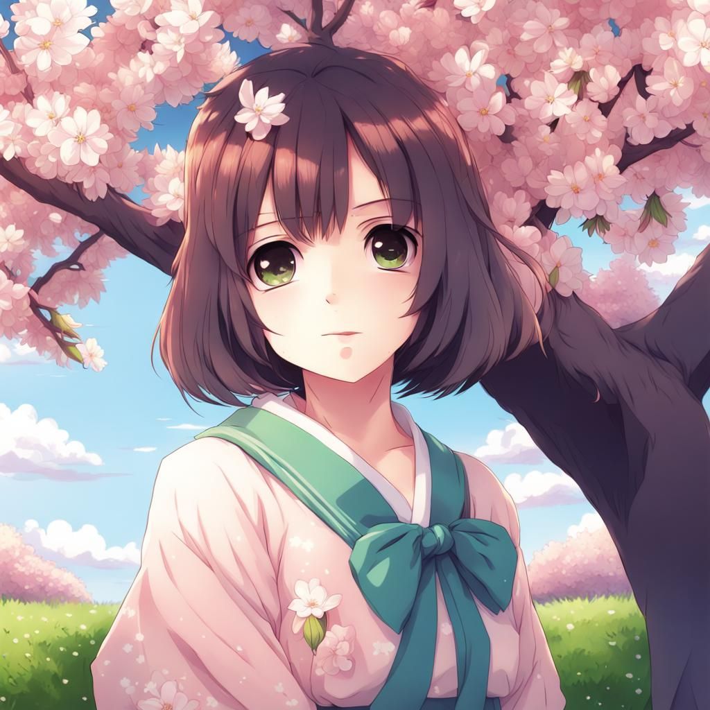 girl under blossom 