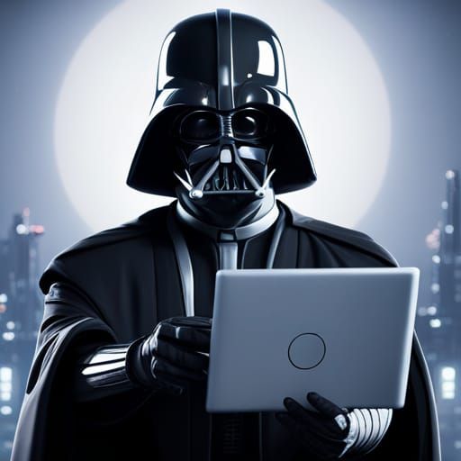 darth vader using a tablet