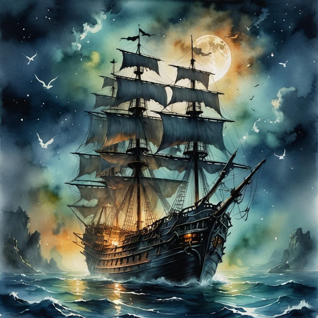 A Ghostly Ship  by @Lulu