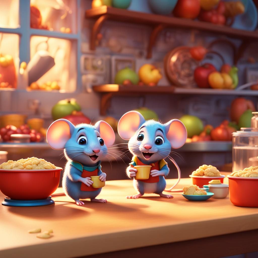 Cute mice in a backery