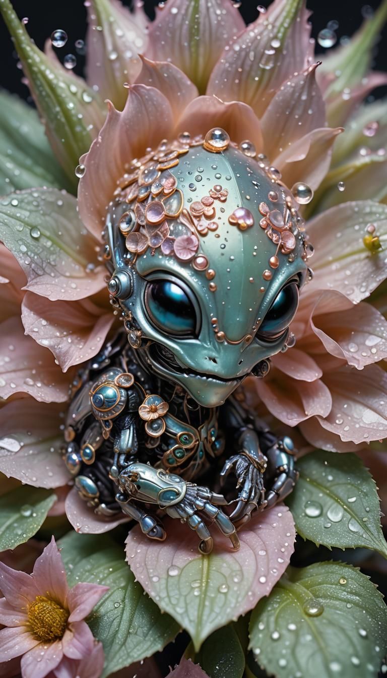 A macro photo of an incredibly detailed and intricate tiny b...