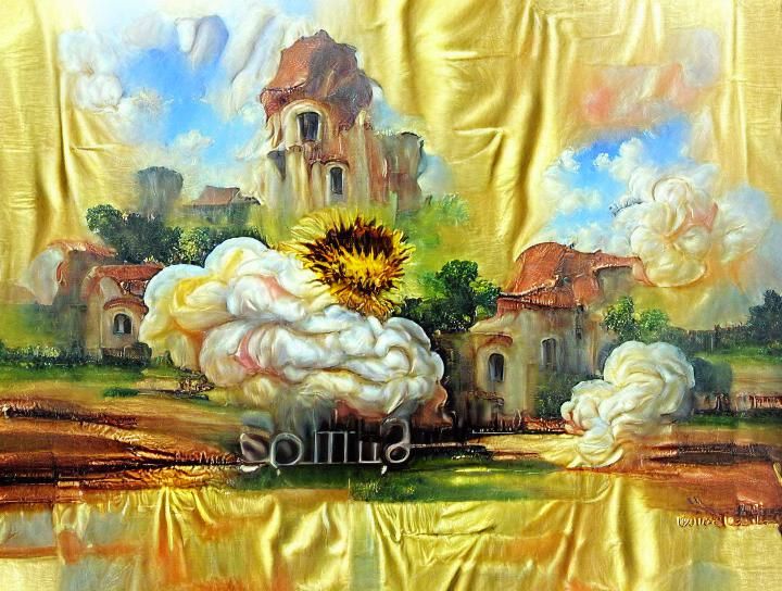 billowing soft cloth sunny day oil painting baroque