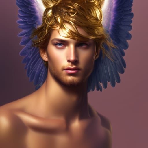 Extravagant ethereal Victoria secret angelic male supermodel gold ...