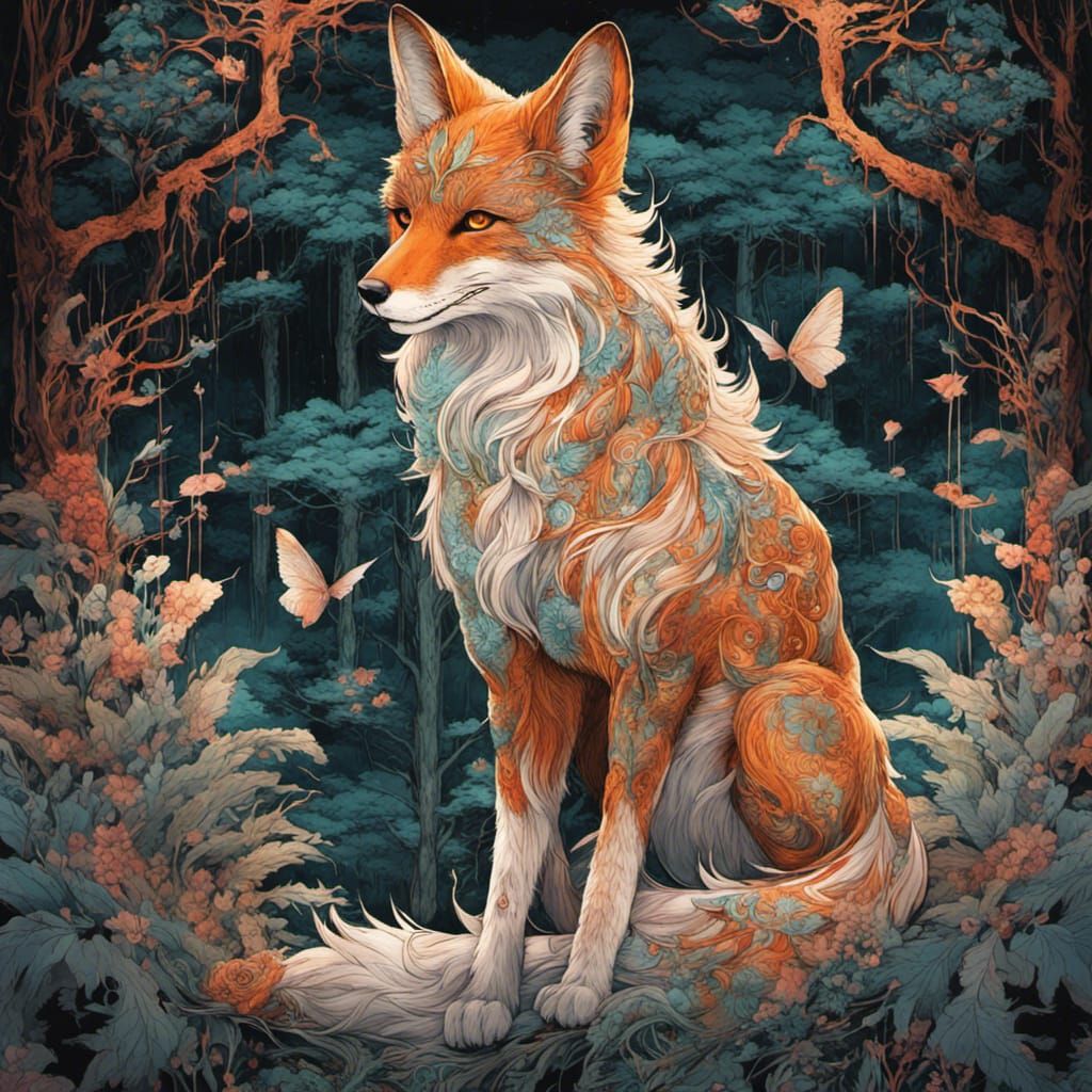 Kitsune Spirit AI Generated Artwork NightCafe Creator