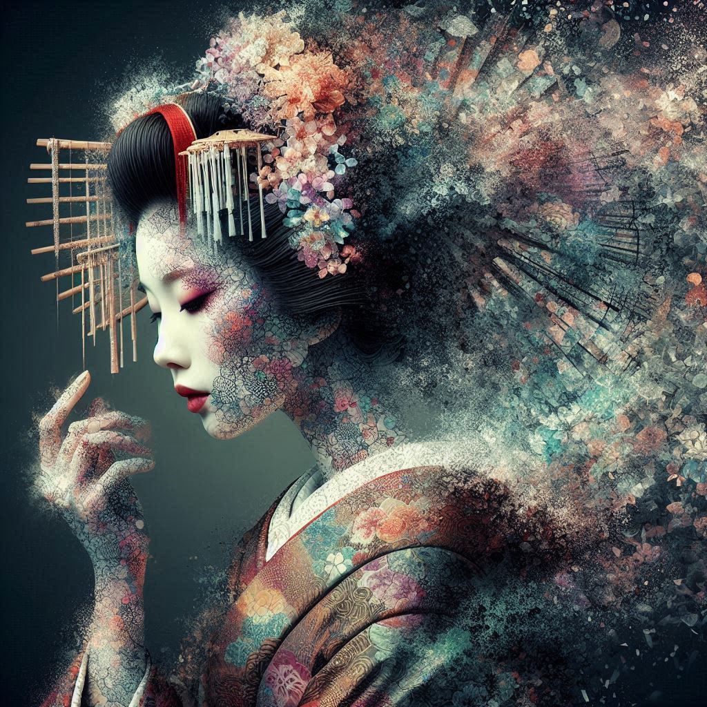 double exposure beautiful fantasy DALL-E 3 portrait landscape..