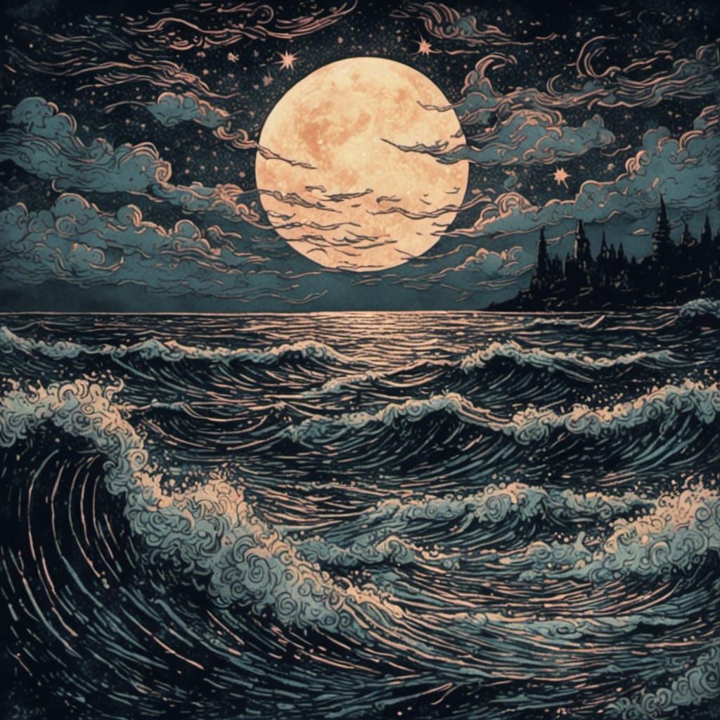 Linocut Waves