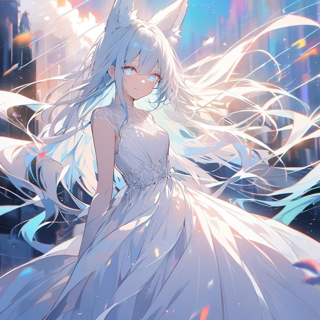 Anime Girl with Fox Ears in Digital Art