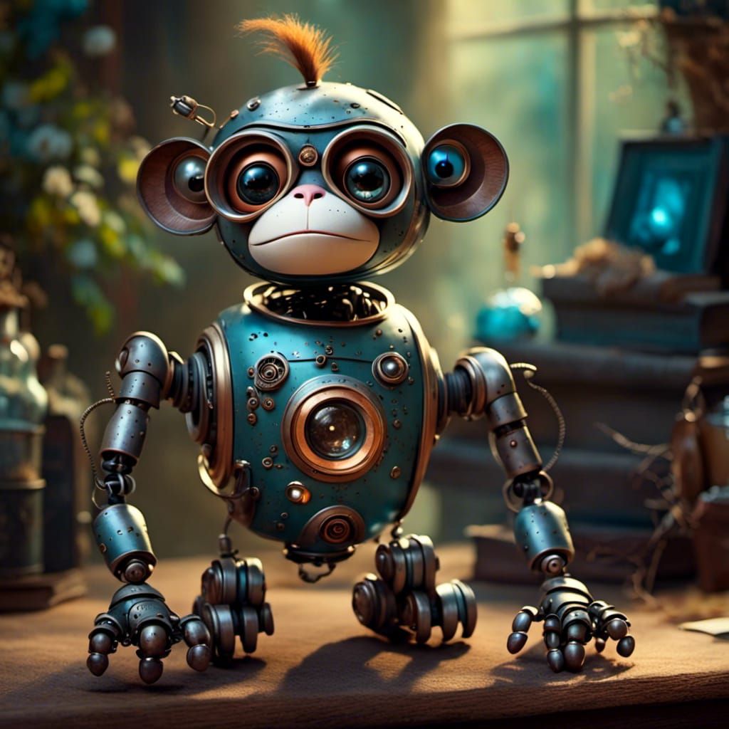  <lora:Robotify:1.0> adorable robot monkey