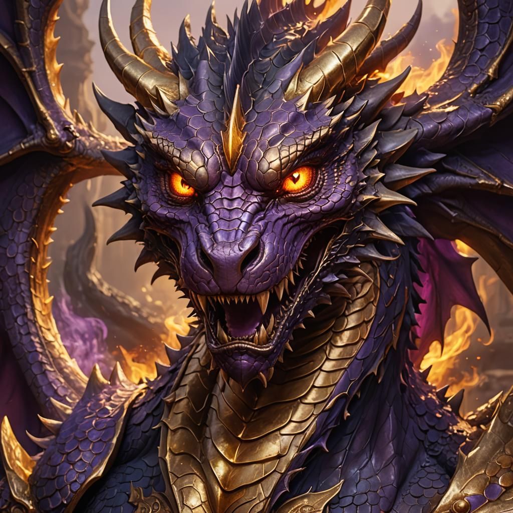 Dragon's Golden Breath in Ornate Frame