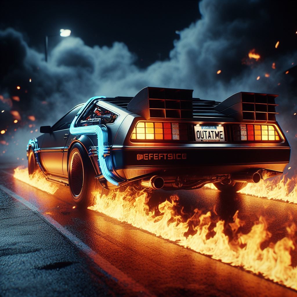 A DeLoreanDMC-12 sports