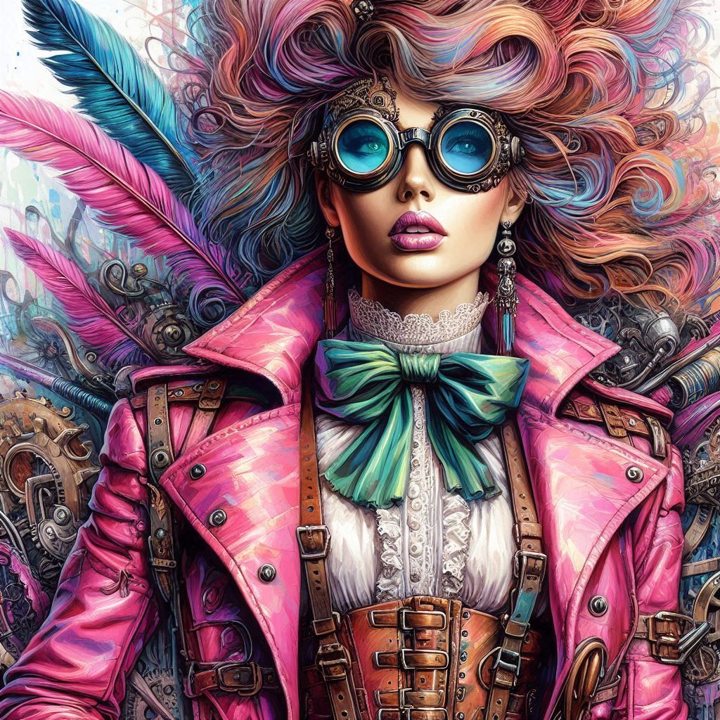 Blue goggles, pink jacket