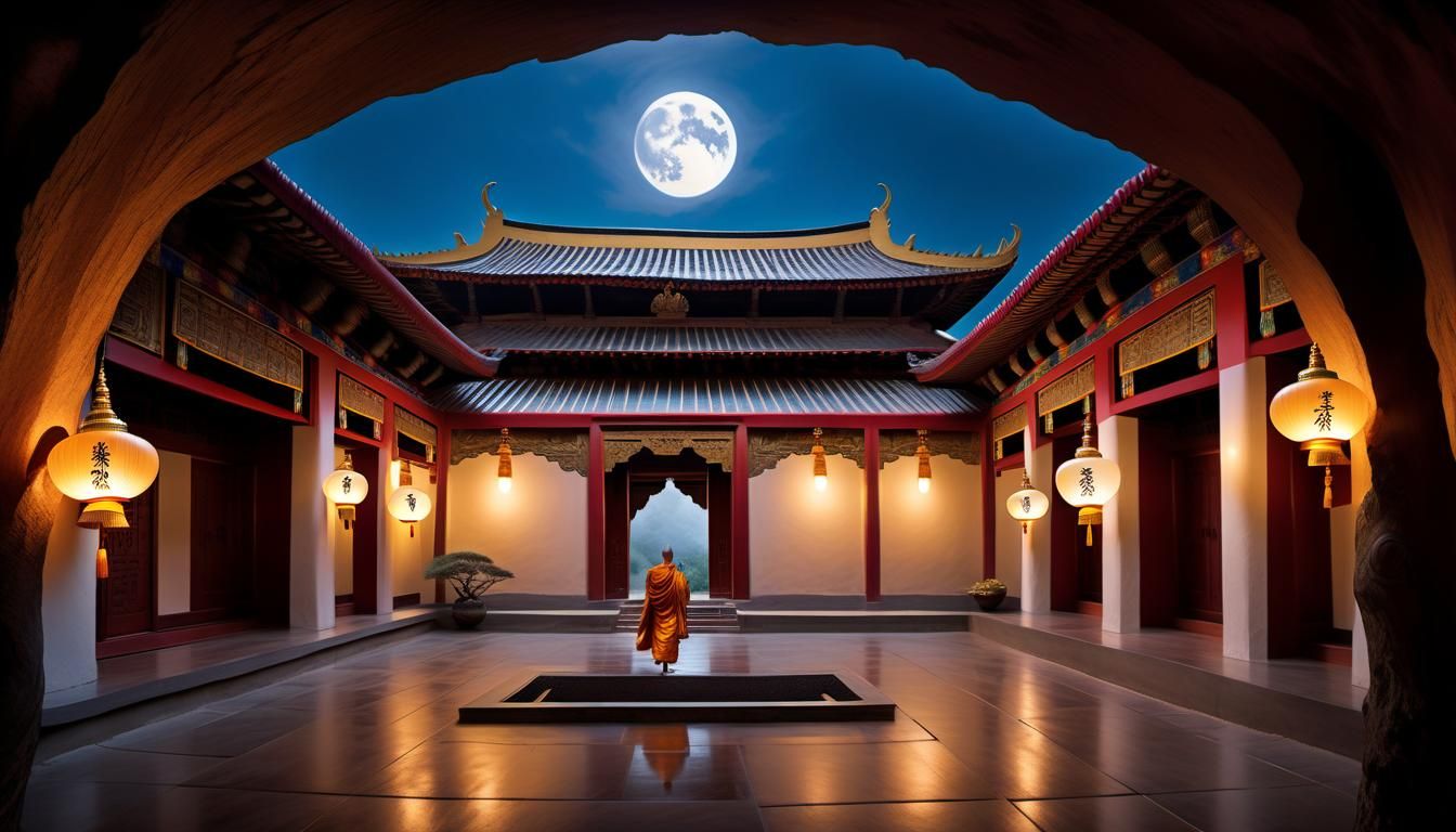 Monk in the courtyard