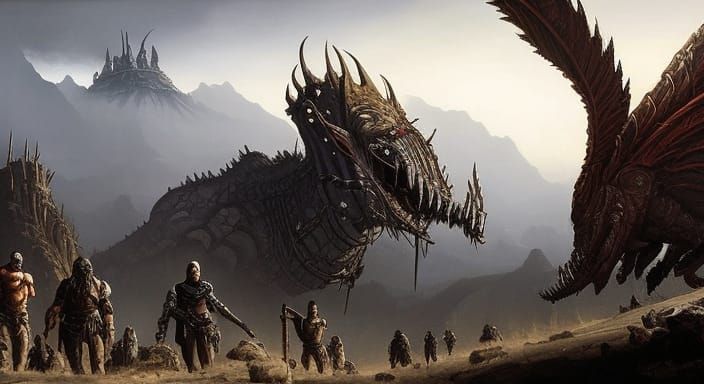 "Gypsy Warriors Male and Female riding alien beasts" Dark Fa...