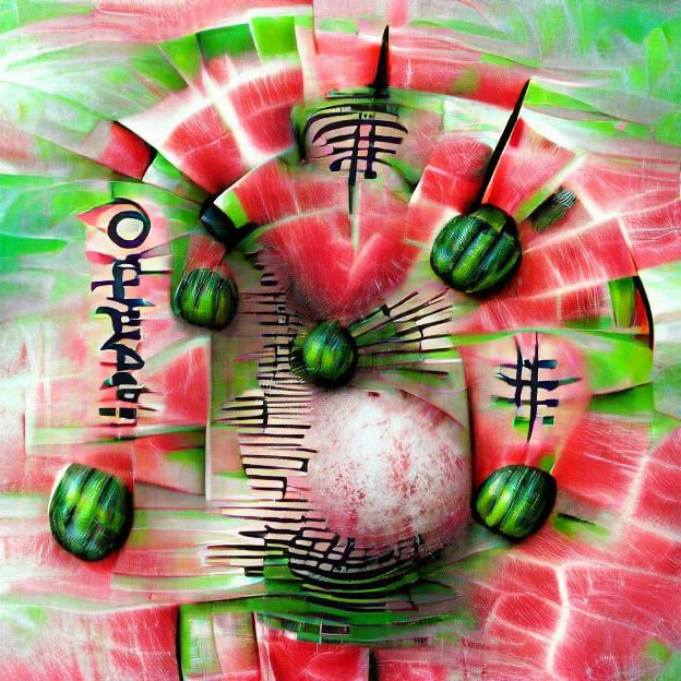 Ogham Watermelon (03) Hypersphere pop art