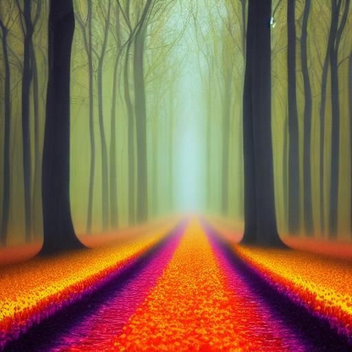 Vivid colours, Tulip covered forst floor in a wood by Janek ...