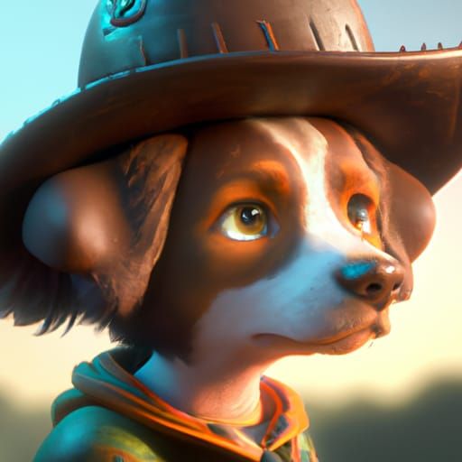 a cute adorable dog wearing a cowboy hat