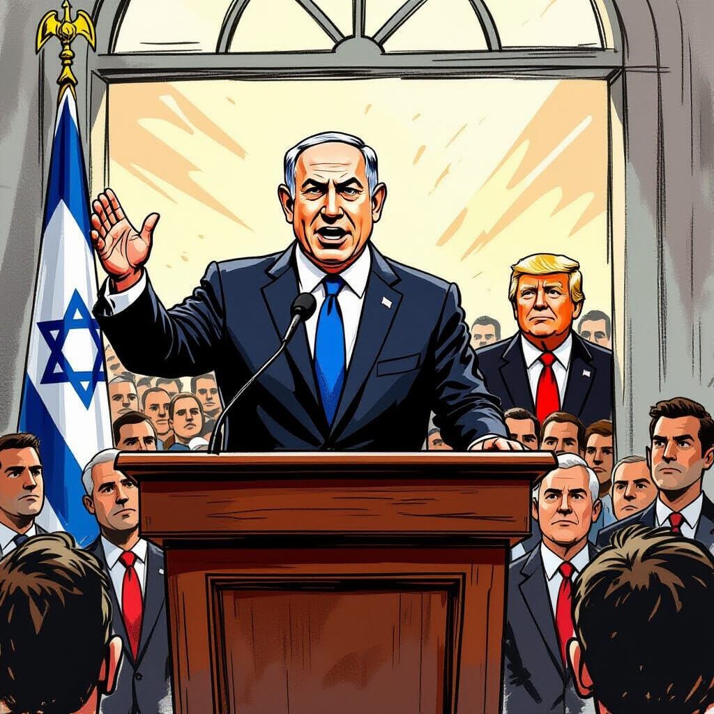 Netanyahu Delivers Passionate Speech, Trump Observes