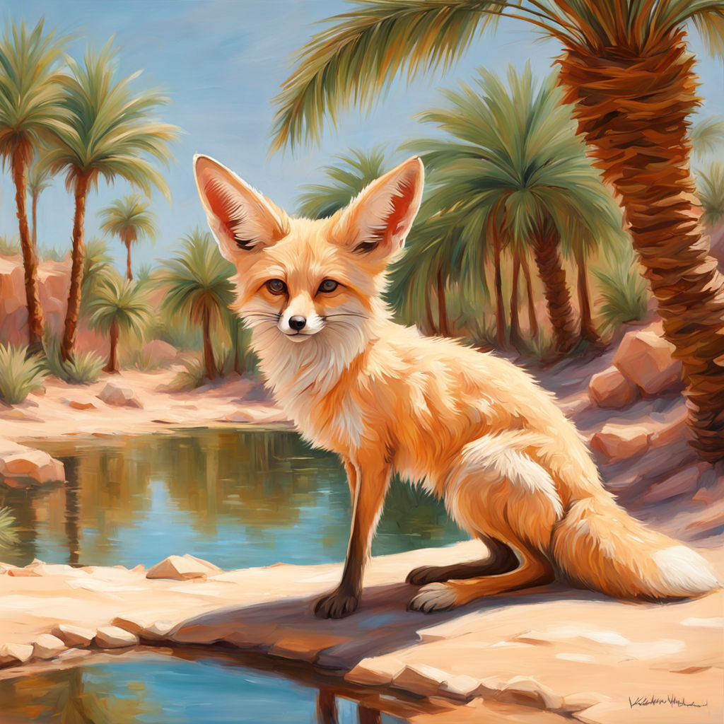 A fennec fox in an oasis