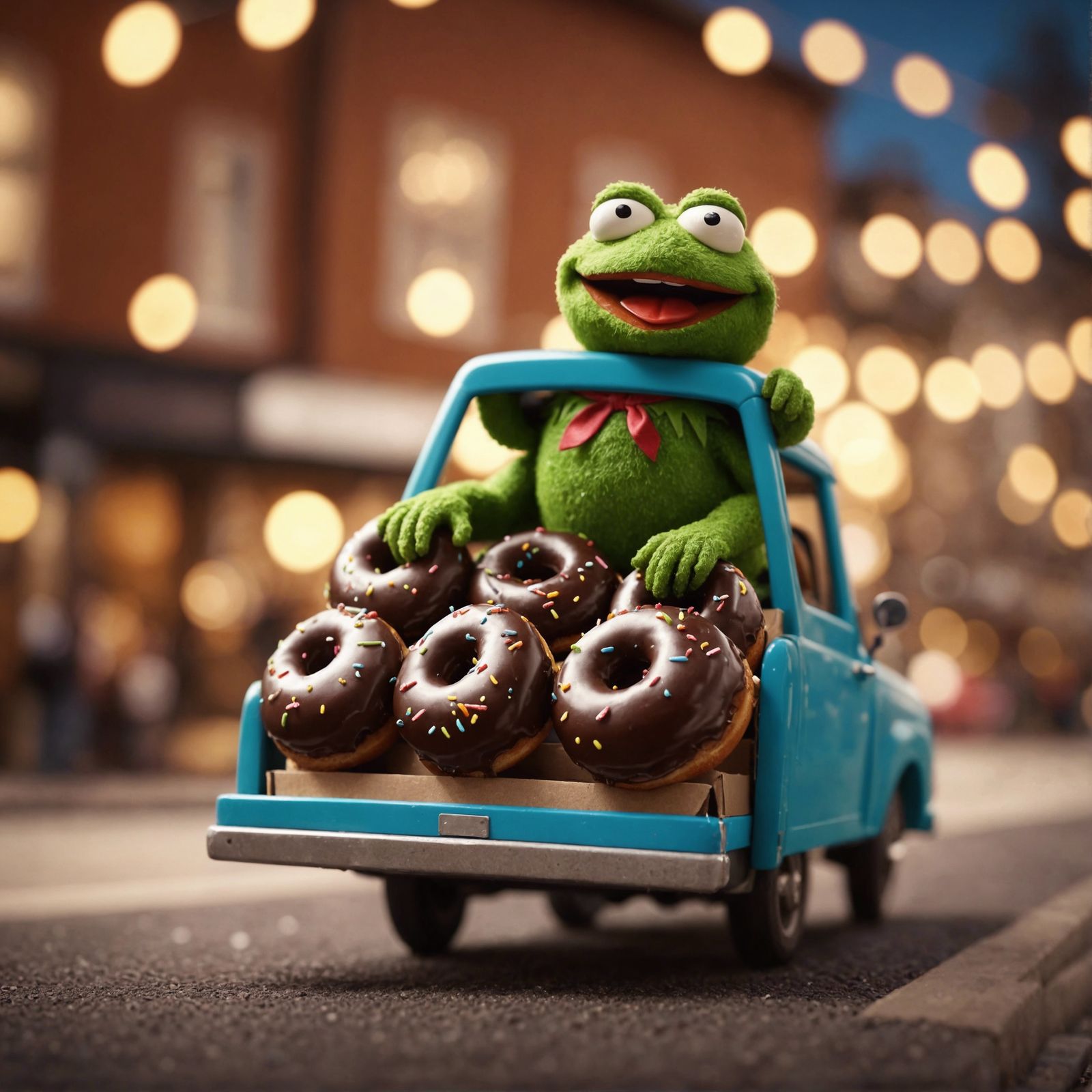 Happy Pepe delivering his Chocolate doughnuts to his friends