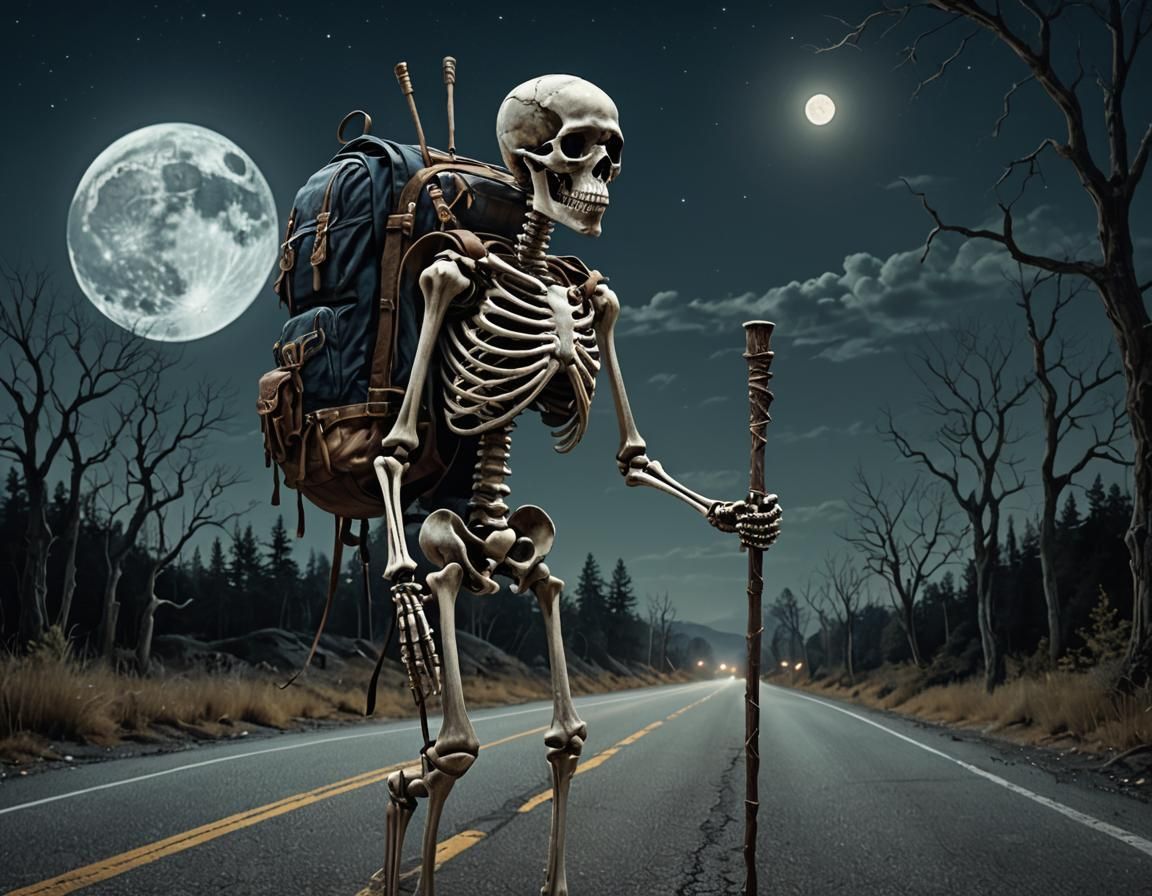 Skeleton and staff  by @macspite