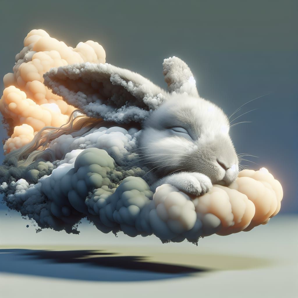 A Cute Clouds form Rabbit sleeping on the  clouds