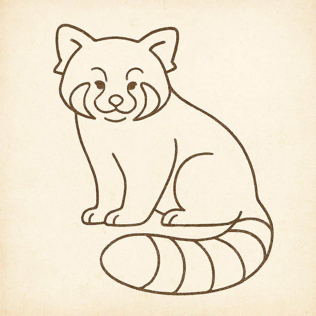 contour drawin' of a red panda