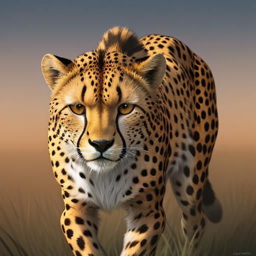 Camouflaged Cheetah in Savannah: Watercolor Concept Art